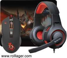 Gaming SET Kopfhörer mit Mikrofon 2x3,5 Maus USB Kabel Mauspad Devourer MHP-006