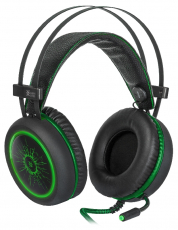 Gaming Headset Kopfhörer mit Mikrofon DeadFire G530D USB 2x3,5 K2,2m black/green