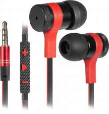 Kopfhörer mit Mikrophon für Tragbare Geräte Headset Arrow Kabel 1.2m 105 dB schwarz/rot