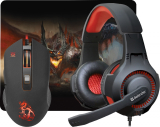 Gaming SET Kopfhörer mit Mikrofon 2x3,5 Maus USB Kabel Mauspad Devourer MHP-006