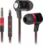 Kopfhörer mit Mikrophon für Tragbare Geräte Headset Lance Kabel 1.2m 105 dB schwarz/rot