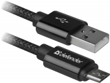 Micro USB gewebegeflechtes Kabel 1m 2.1 A USB 2.0-08-03T PRO schwarz